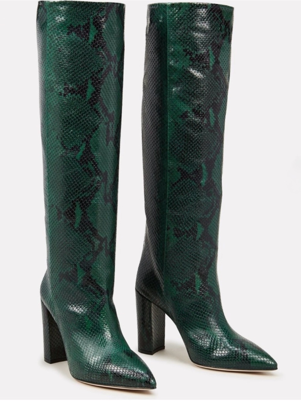 Paris Texas Emerald Green Python Skin Embossed Over-the-Knee Boots